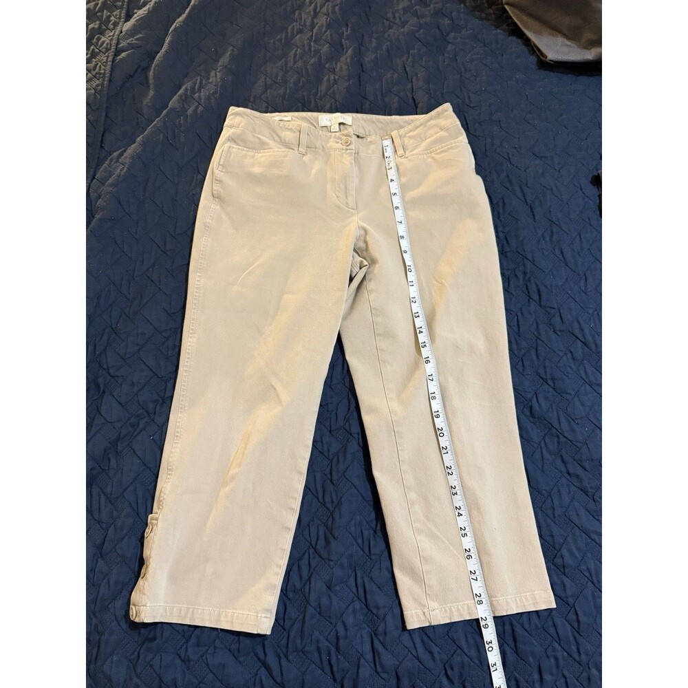 Talbots Womens Size 6 Perfect Crop Curvy Flat Front Stretch Beige Crop Pants.
